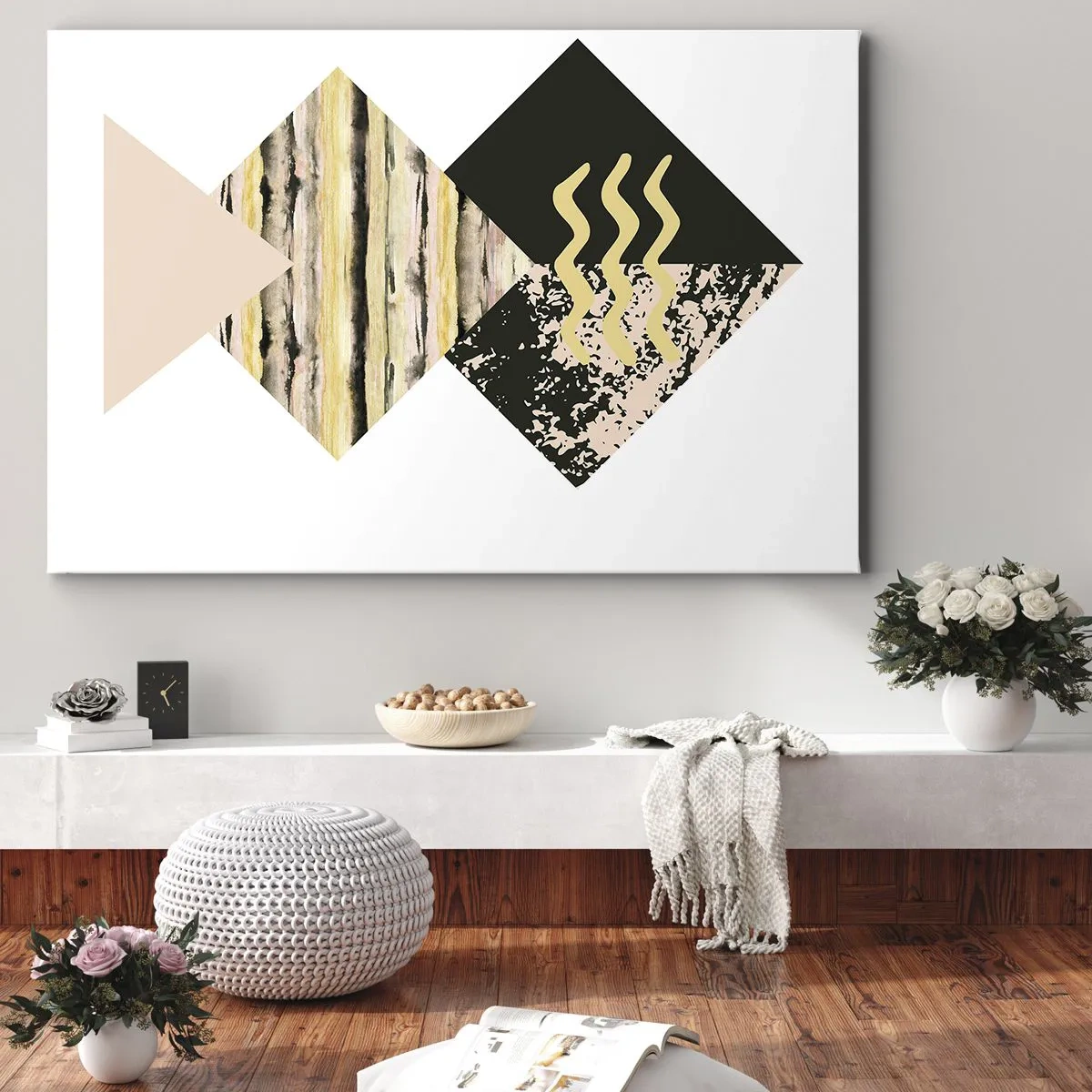 Impression sur toile - Image sur toile - Formes géométriques avec des motifs abstraits - 70x50cm - Pas si simple - Décoration murale moderne pour le salon et la chambre ARTTOR
