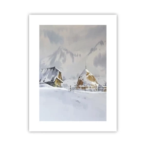 Affiche - Poster - Dans une vallée enneigée - 30x40 cm