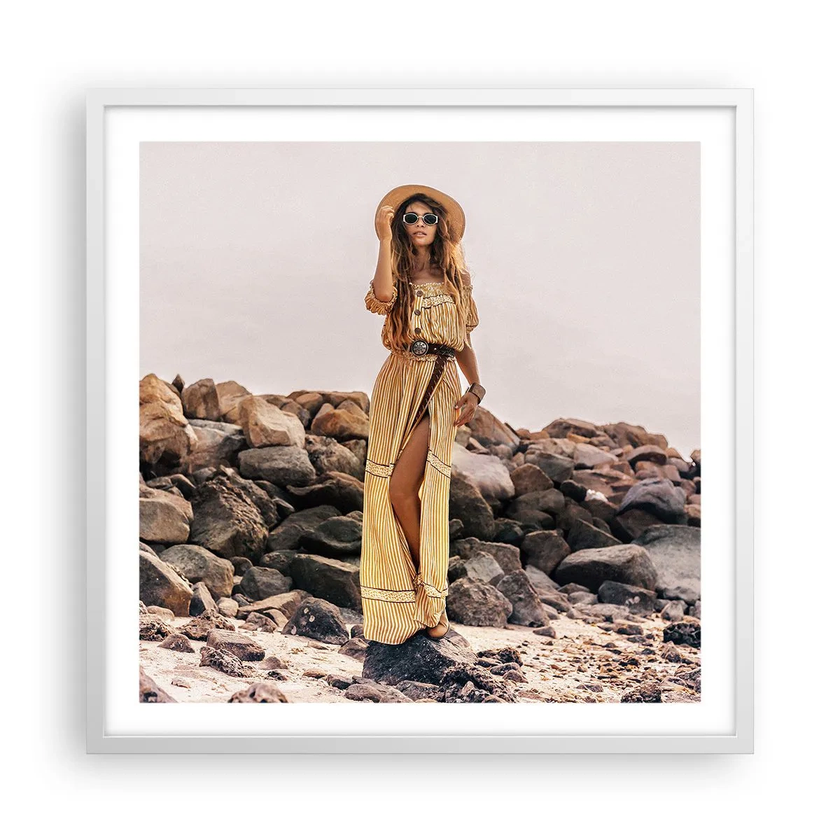 Affiche dans un cadre blanc - Poster - La magie des pierres - 60x60 cm