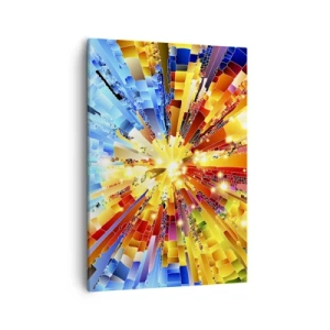Impression sur toile - Image sur toile - Une explosion dynamique de couleurs et de lumière - 50x70cm - In medias res - Décoration murale moderne pour le salon et la chambre ARTTOR