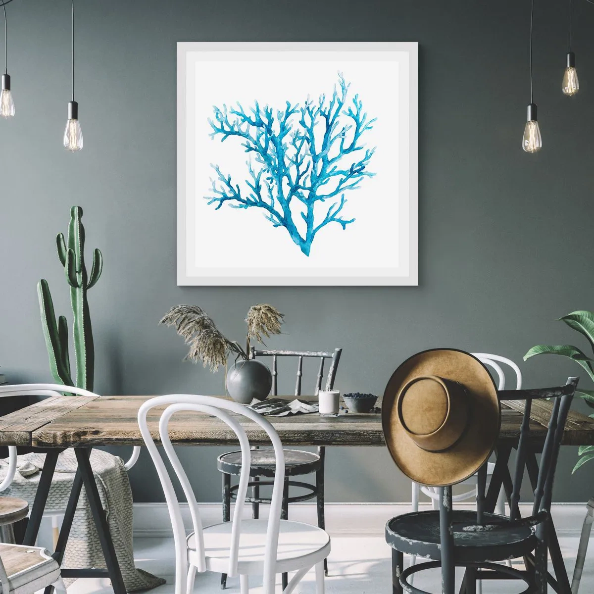 Affiche dans un cadre blanc - Poster - Filigrane nautique - 30x30 cm