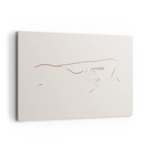 Impression sur toile - Image sur toile - Un dessin au trait subtil d'une silhouette sur un fond clair - 100x70cm - La forme du désir - Décoration murale moderne pour le salon et la chambre ARTTOR