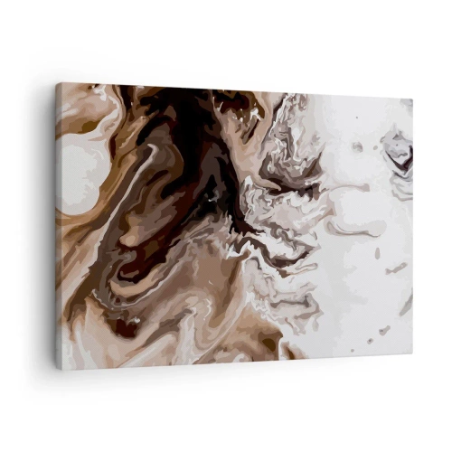 Impression sur toile - Image sur toile - Abstraction dans les tons de brun avec des lignes dynamiques - 70x50cm - Contraste de couleur - Décoration murale moderne pour le salon et la chambre ARTTOR