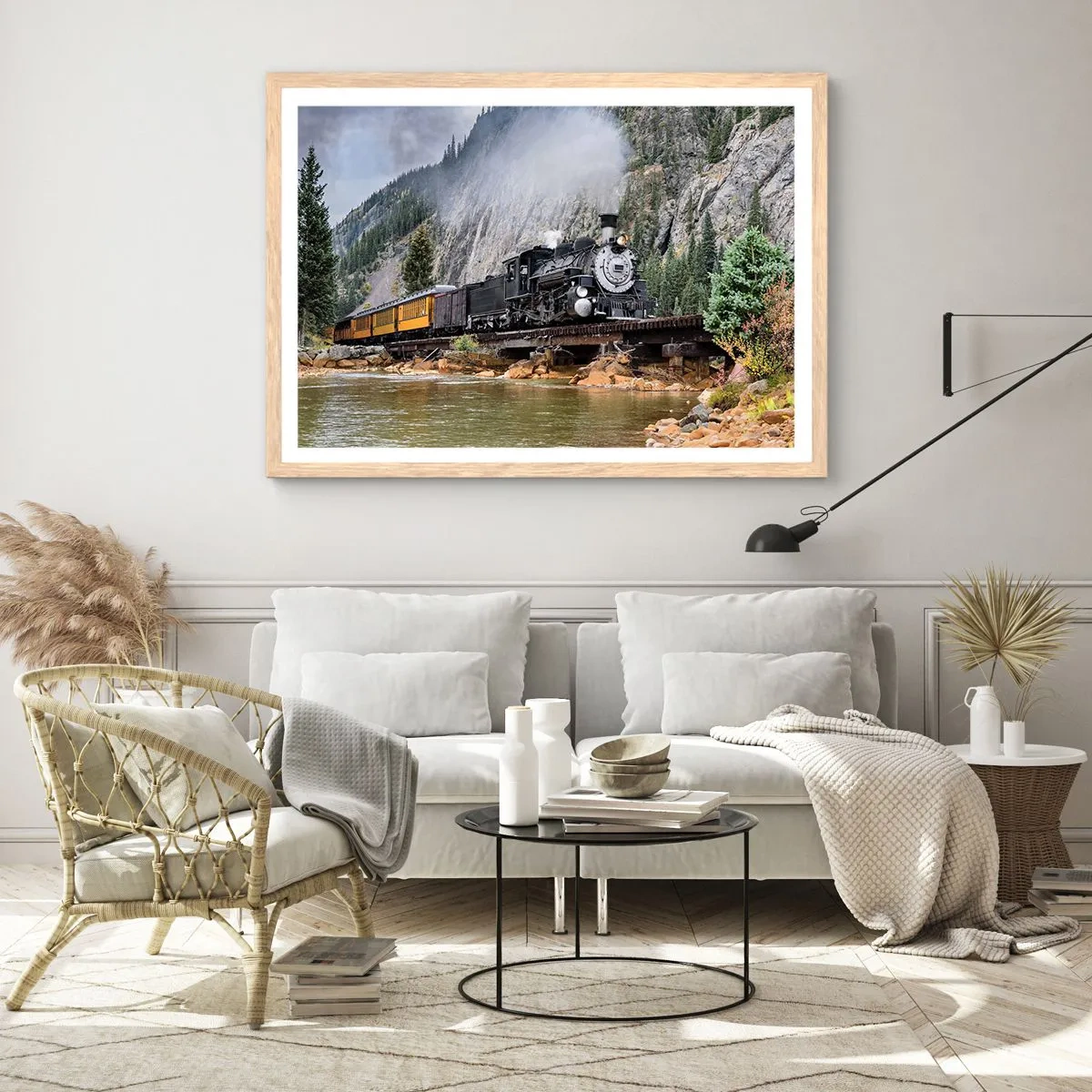 Affiche dans un chêne clair - Poster - Et lui jusqu'où? Jusqu'où? - 40x30 cm