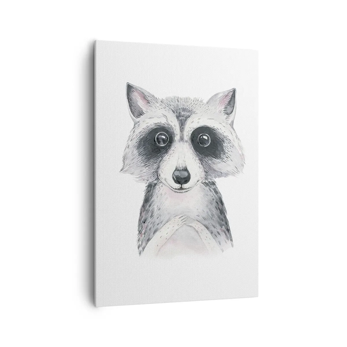 Impression sur toile - Image sur toile - Adorable portrait d'un raton laveur sur fond blanc - 70x100cm - Un moment pour s'émouvoir - Décoration murale moderne pour le salon et la chambre ARTTOR