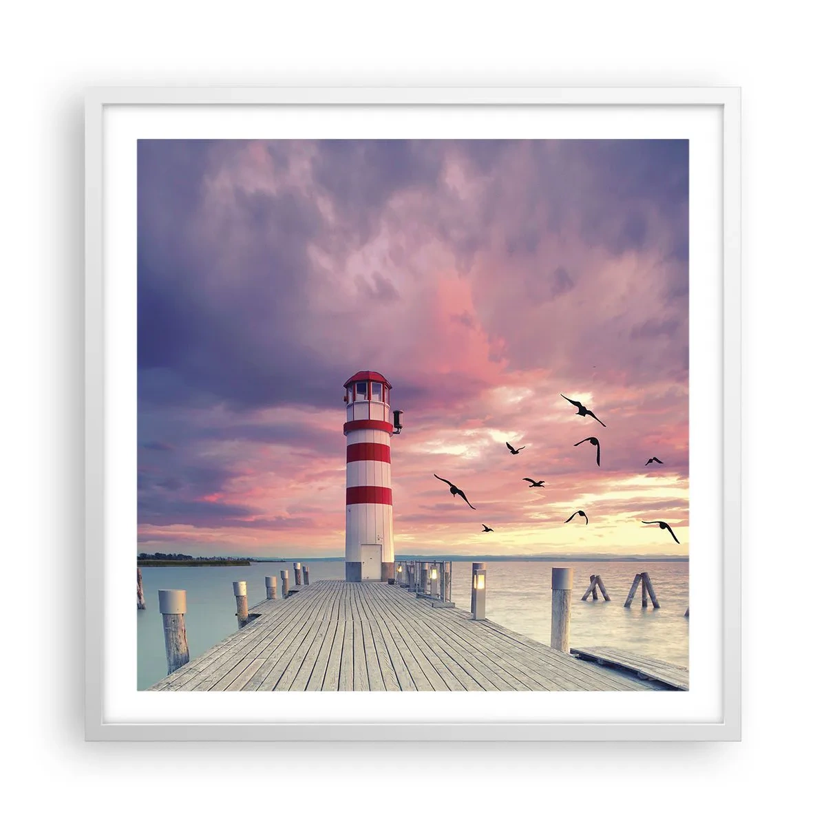 Affiche dans un cadre blanc - Poster - C'est l'heure d'aller au port - 60x60 cm