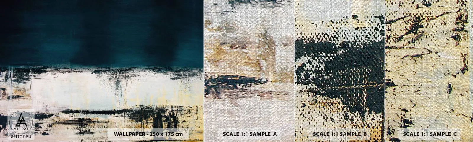 Échantillon de Papier Peint Premium Canvas - Composition horizontale - Abstraction, Morceau, Peinture - 100x30 cm