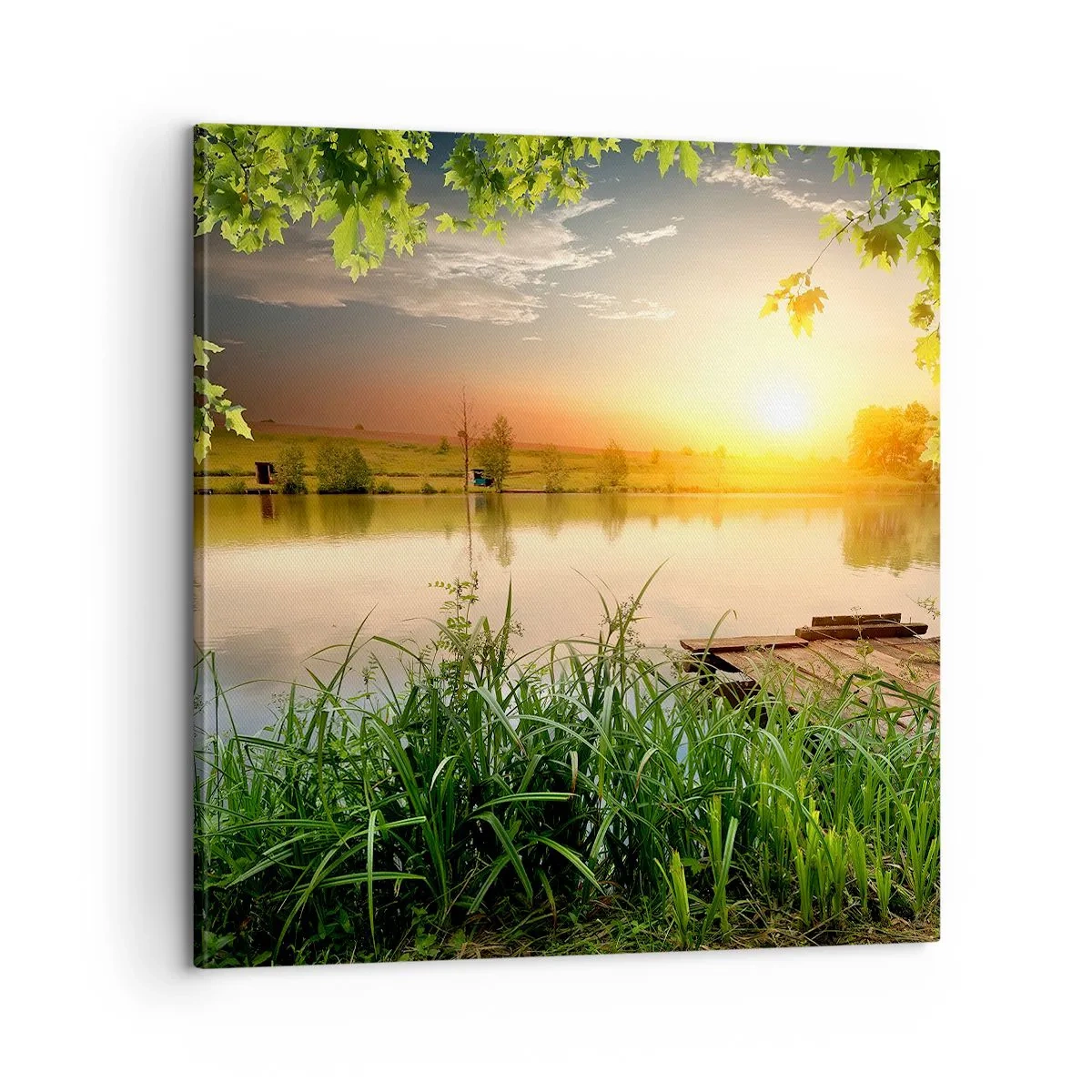 Impression sur toile - Image sur toile - Paysage dans un cadre verdoyant - 60x60 cm