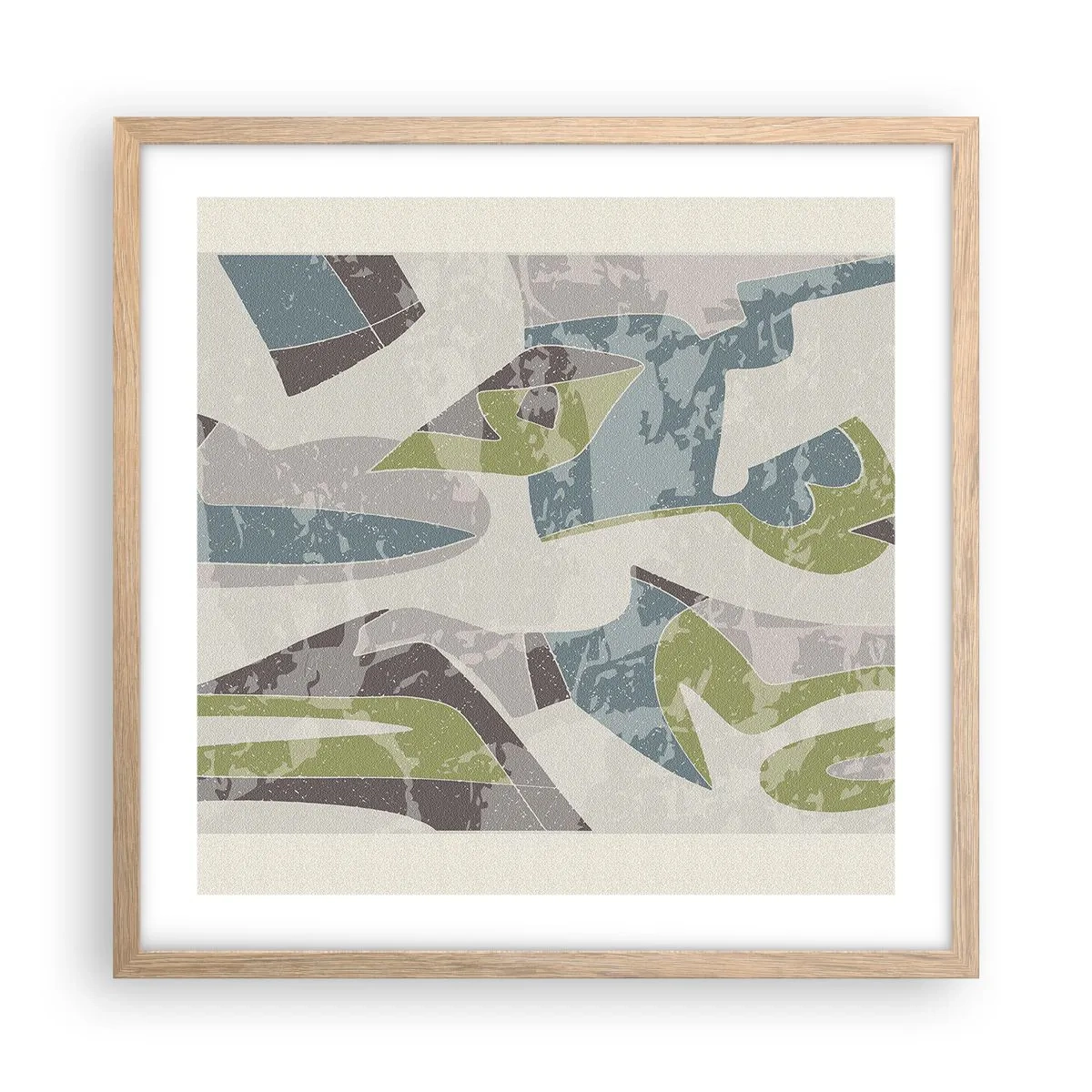 Affiche dans un chêne clair - Poster - Composition derrière la vitre - 50x50 cm