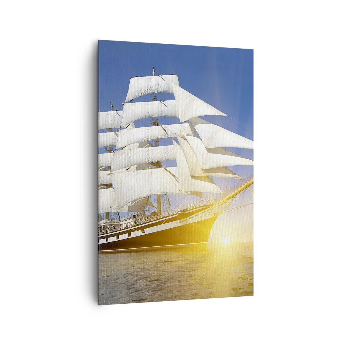 Impression sur toile - Image sur toile - Un voilier en mer à la lumière du soleil couchant - 80x120cm - Leur temps ne passera jamais - Décoration murale moderne pour le salon et la chambre ARTTOR