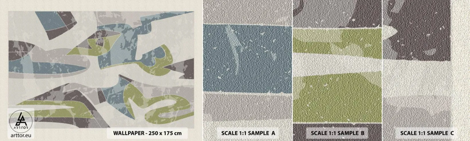 Échantillon De Papier Peint Standard Eco - Composition derrière la vitre - Formes, Abstraction, Pastel - 100x30 cm