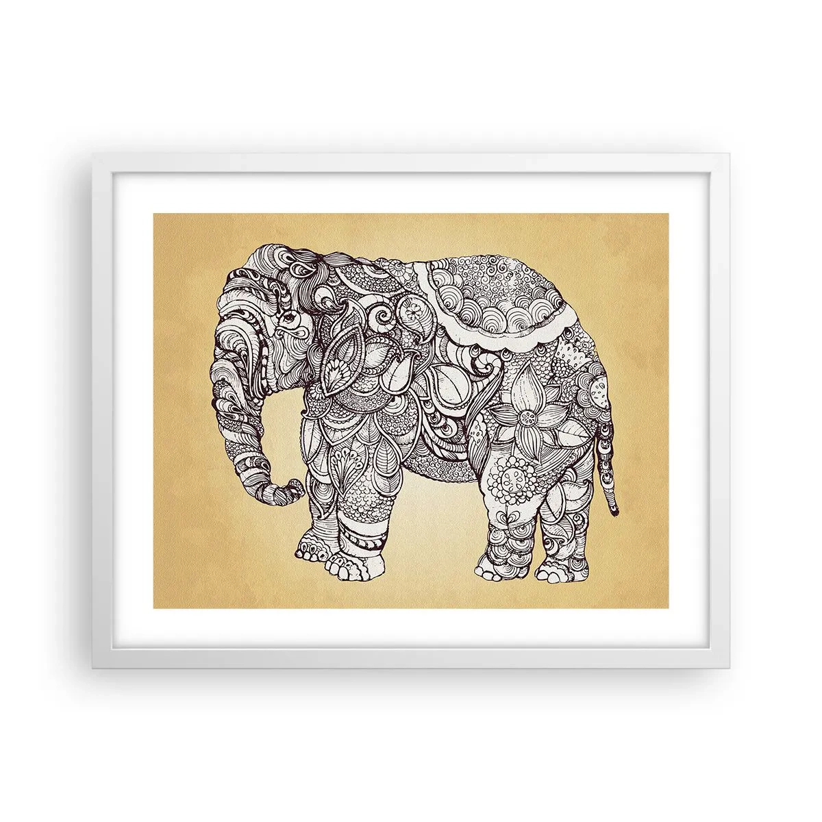 Affiche dans un cadre blanc - Poster - L'éléphant s'est apprêté - 50x40 cm