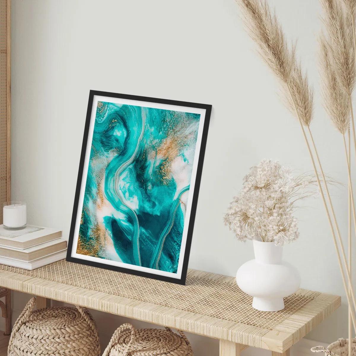 Affiche dans un cadre noir - Poster - Rivière d'or - 30x40 cm