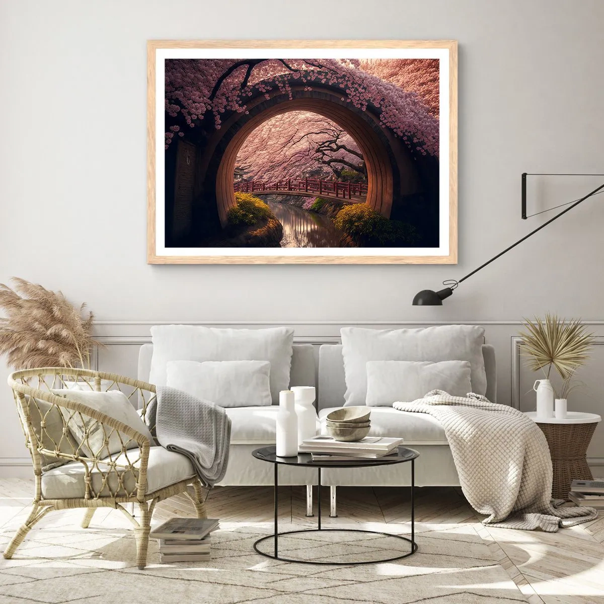 Affiche dans un chêne clair - Poster - Printemps japonais - 50x40 cm