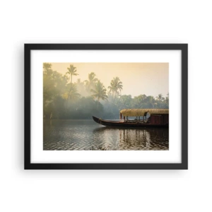 Affiche dans un cadre noir - Poster - Maison sur la rivière - 40x30 cm