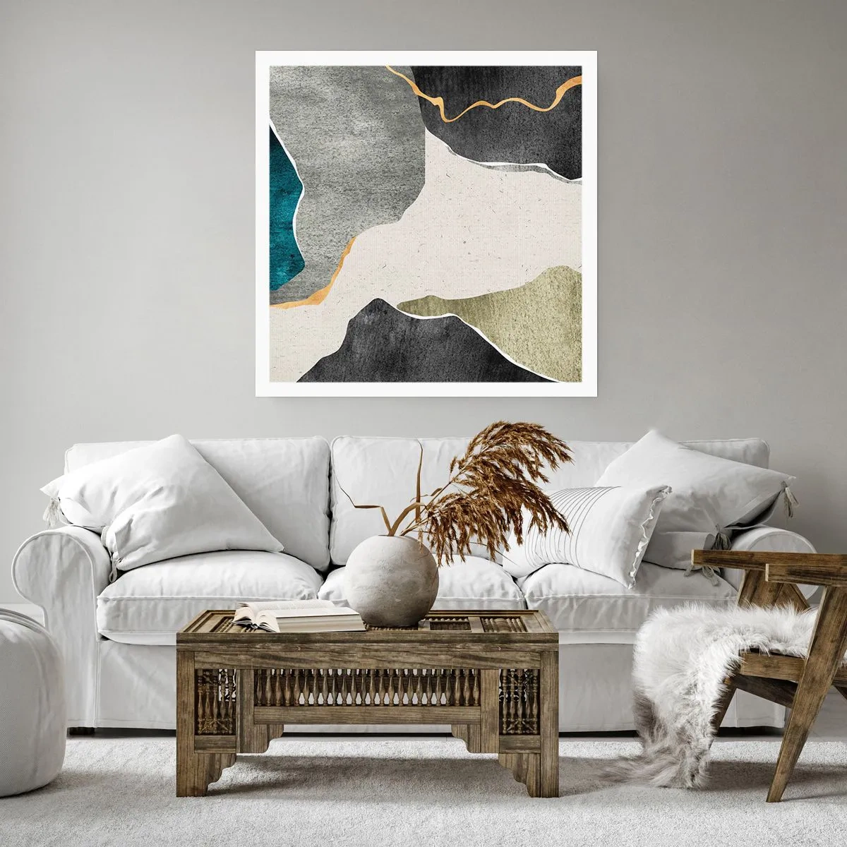 Affiche - Poster - Composition mosaïque avec un fil d'or - 50x50 cm