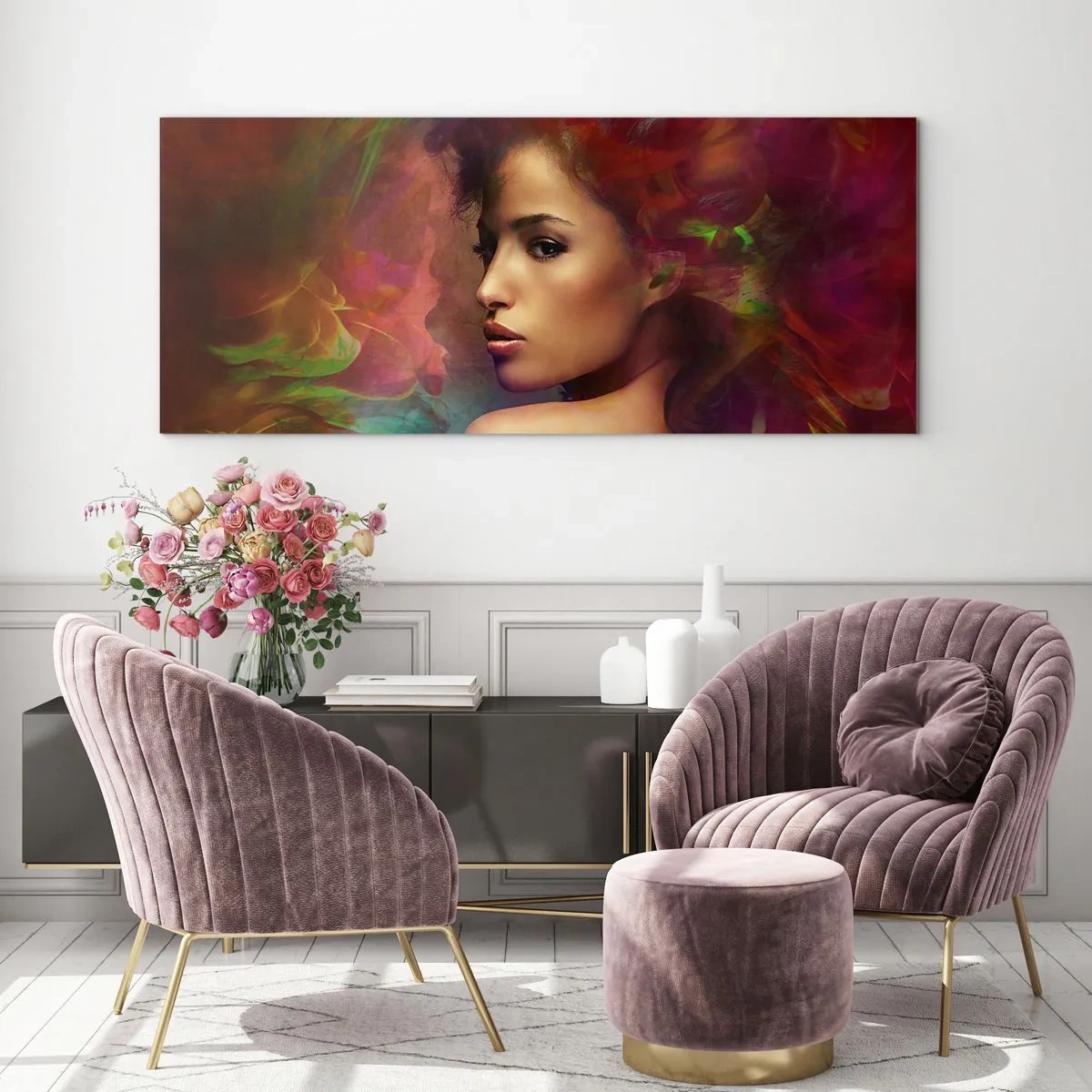 Impression sur verre - Image sur verre - Plus beau qu'un arc-en-ciel, aussi délicat qu'un brouillard - 100x40 cm