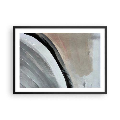 Affiche dans un cadre noir - Poster - Arche abstraite dans les tons de noir, gris et beige - 70x50cm - Composition : arc de noir et gris - Décoration murale moderne pour le salon et la chambre ARTTOR