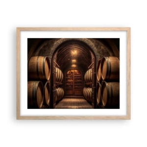 Affiche dans un chêne clair - Poster - Cave climatisée - 50x40 cm