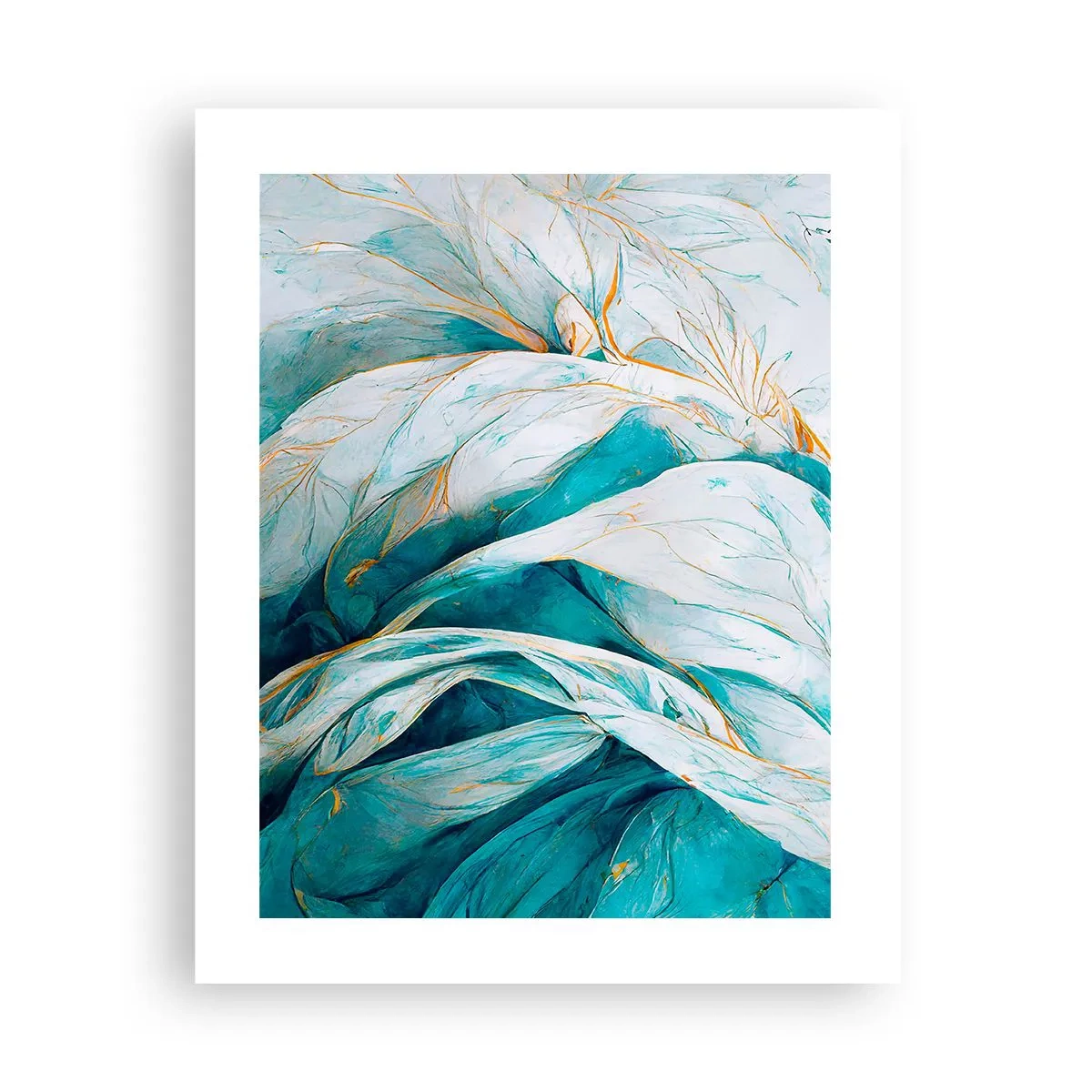 Affiche - Poster - Abstraction bleue avec un motif doré - 40x50 cm