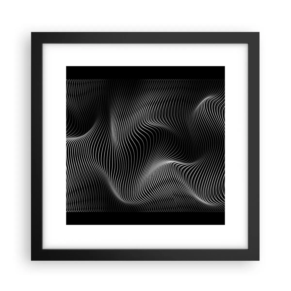 Affiche dans un cadre noir - Poster - Danse de lumière dans l'espace - 30x30 cm