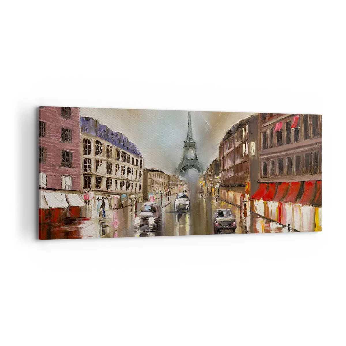 Impression sur toile - Image sur toile - Paysage urbain nocturne de Paris avec vue sur la Tour Eiffel - 120x50cm - Elle seule compte - Décoration murale moderne pour le salon et la chambre ARTTOR