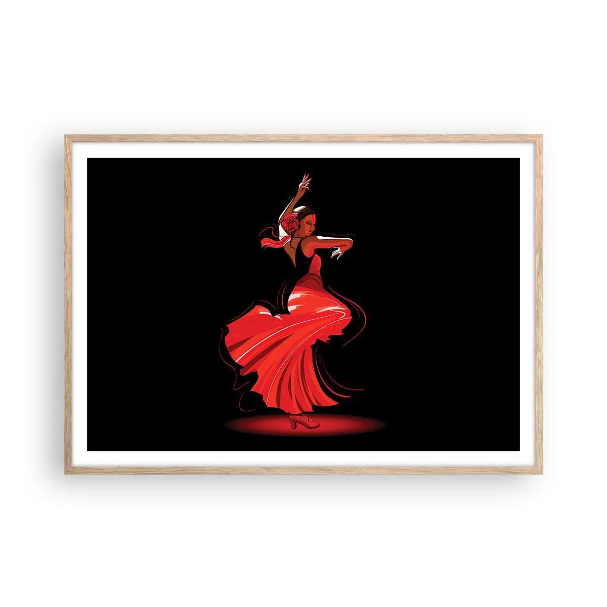 Affiche dans un chêne clair - Poster - L'esprit fougueux du flamenco - 100x70 cm