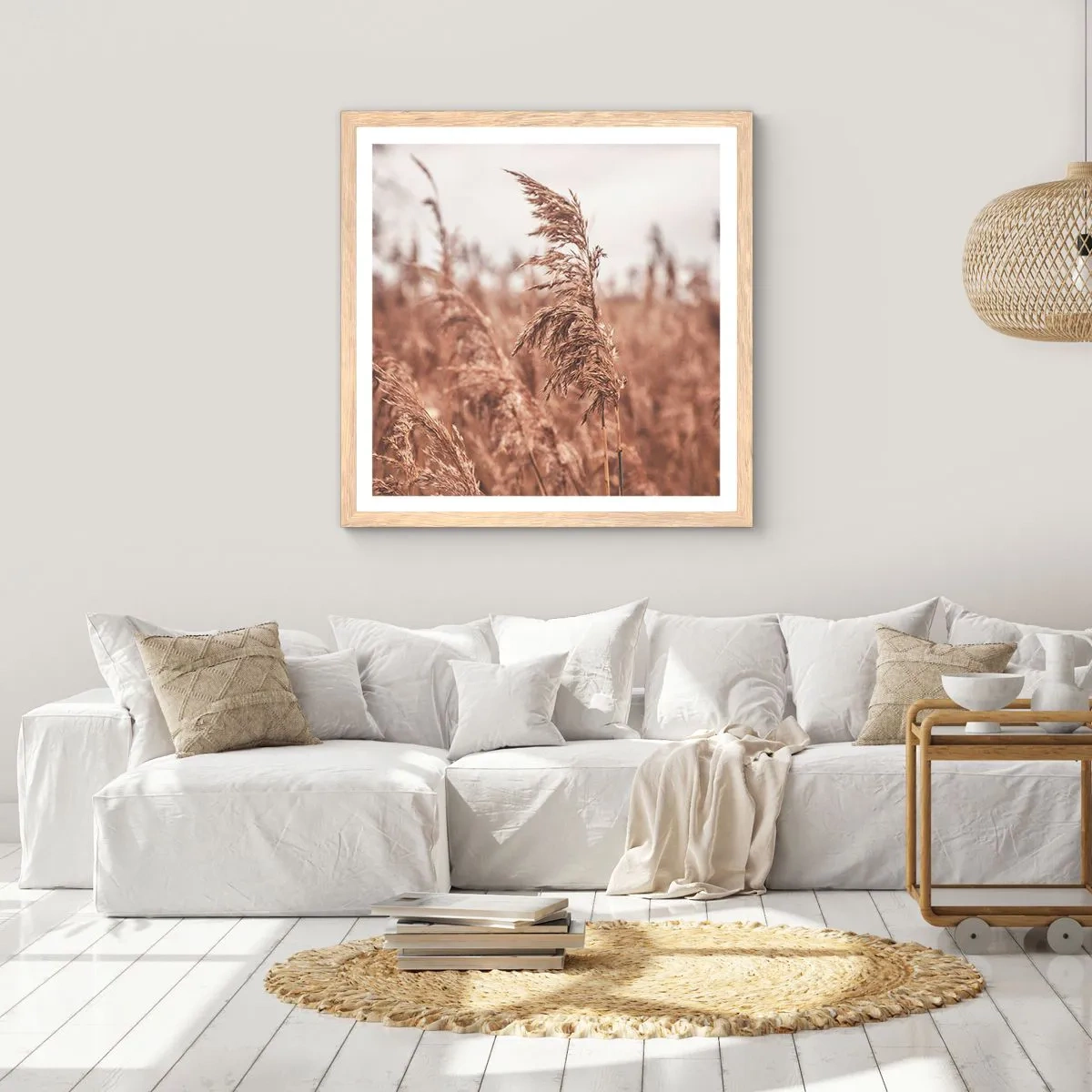 Affiche dans un chêne clair - Poster - C'est déjà l'automne dans les champs - 50x50 cm