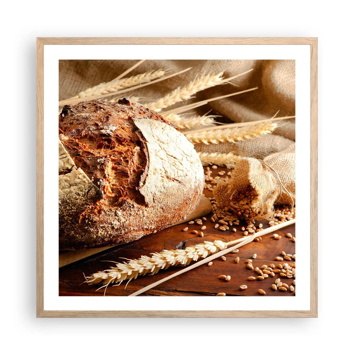 Affiche dans un chêne clair - Poster - Appétissant, parfumé, croquant - 60x60 cm