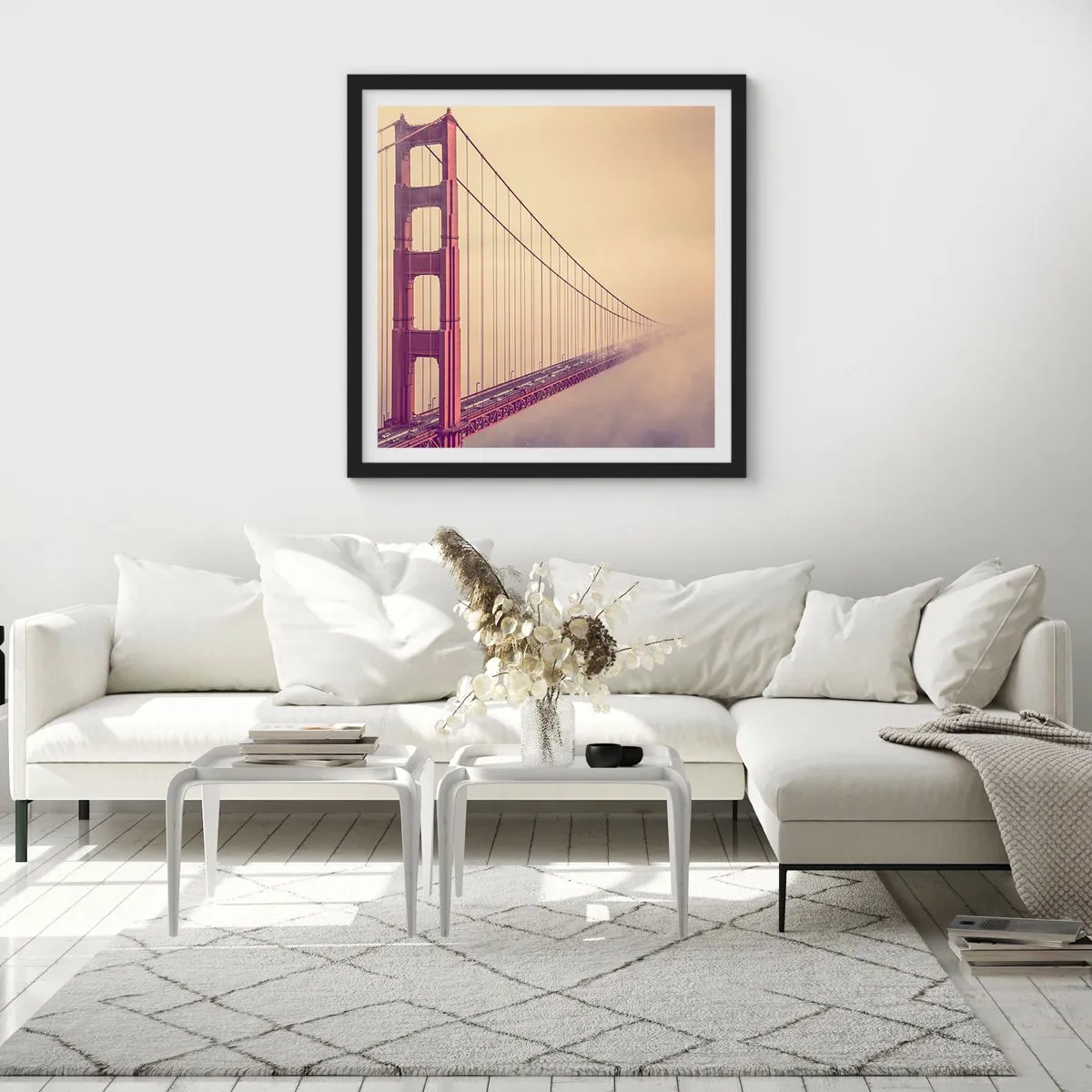 Affiche dans un cadre noir - Poster - Entre ciel et terre - 50x50 cm