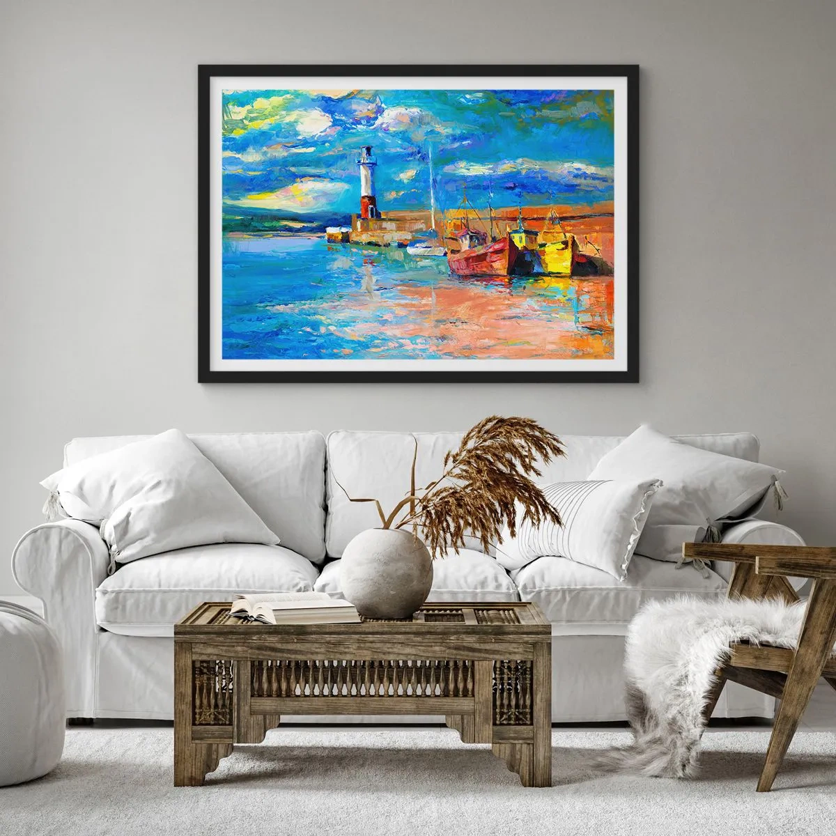 Affiche dans un cadre noir - Poster - Un après-midi dans la baie arc-en-ciel - 50x40 cm