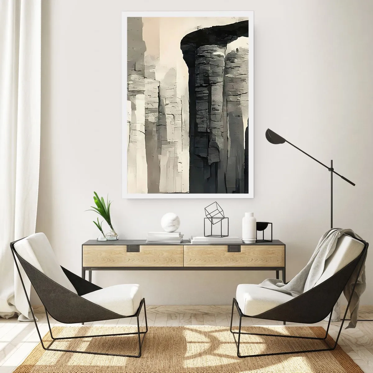 Affiche - Poster - Formations rocheuses monumentales aux nuances de gris - 50x70cm - La majesté de l'Antiquité - Décoration murale moderne pour le salon et la chambre ARTTOR