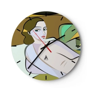Horloge murale - Pendule murale - Une figure féminine de style cubiste sur un fond abstrait - 30x30cm - Portrait intime - Décoration murale moderne pour le salon, la cuisine et la chambre ARTTOR
