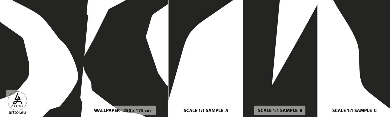 Échantillon de Papier Peint Autocollant Deluxe Sticker - Positif négatif - Noir et blanc, Abstraction, Morceau - 100x30 cm