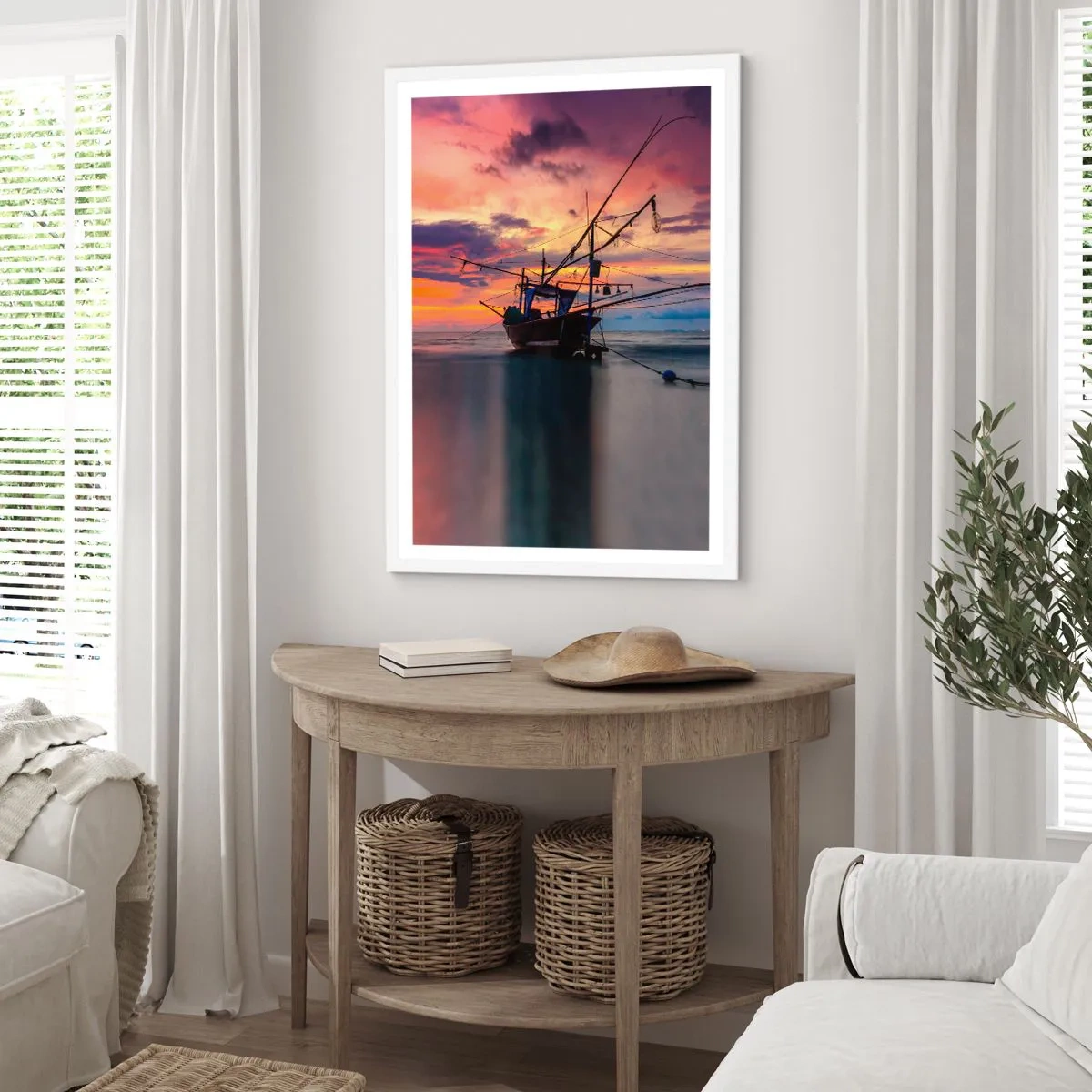 Affiche dans un cadre blanc - Poster - Soirée exotique - 70x100 cm