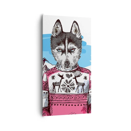 Impression sur toile - Image sur toile - Un loup en laine de mouton - 65x120 cm