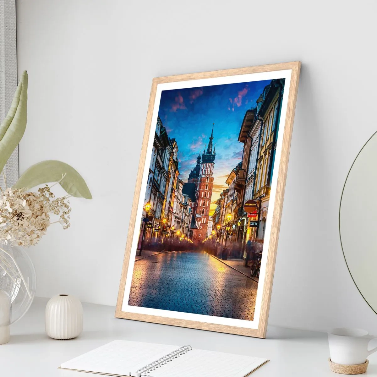 Affiche dans un chêne clair - Poster - La magie de Cracovie - 30x40 cm