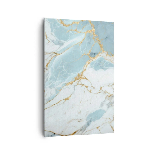 Impression sur toile - Image sur toile - Motifs en marbre bleu et blanc avec des veines dorées ajoutées - 80x120cm - Richesse en pierre - Décoration murale moderne pour le salon et la chambre ARTTOR