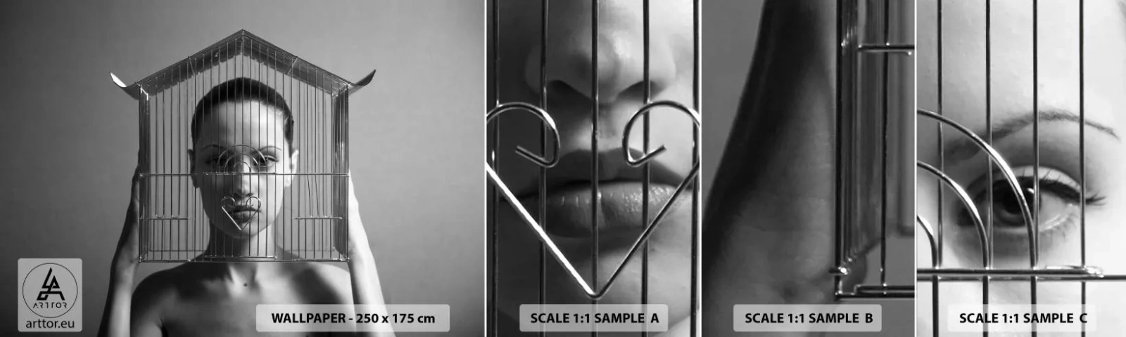 Échantillon De Papier Peint Standard Eco - Portrait un peu surréaliste - Femme, Morceau, Modèle - 100x30 cm