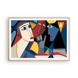 Affiche dans un chêne clair - Poster - Une conversation entre cubistes - 100x70 cm