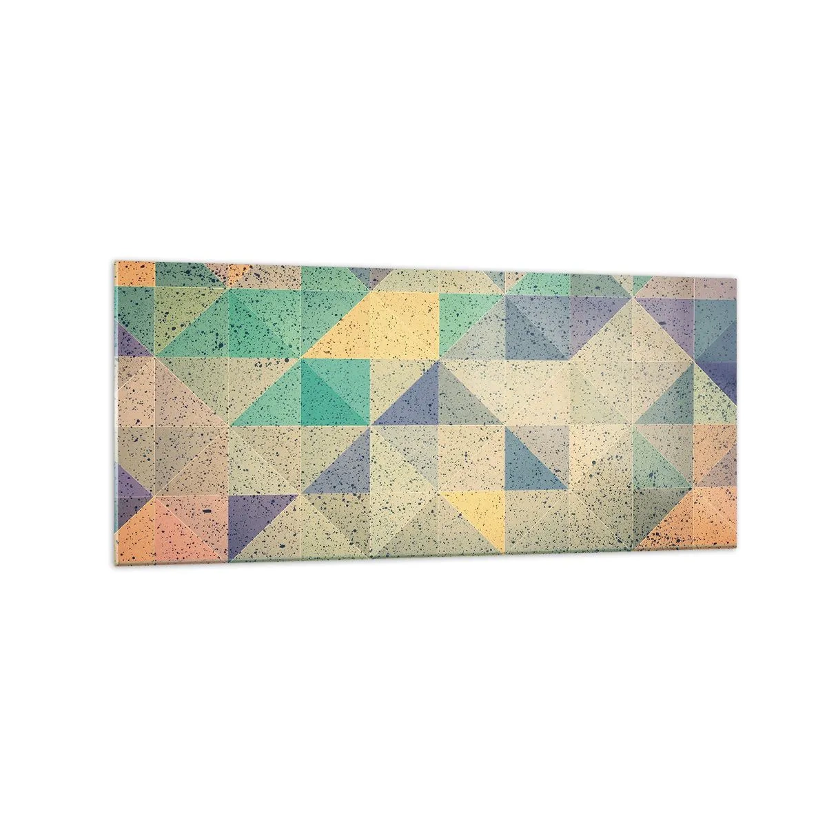 Impression sur verre - Image sur verre - Une composition colorée de triangles géométriques dans des tons pastel. - 120x50cm - République des triangles - Décoration murale moderne pour le salon et la chambre ARTTOR