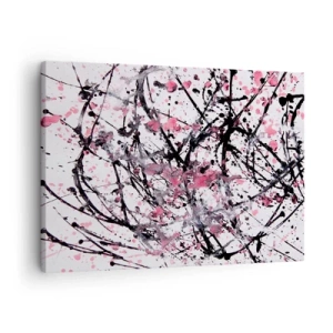 Impression sur toile - Image sur toile - Motif abstrait dans les tons de rose, noir et blanc - 70x50cm - La nature éphémère de la vie - Décoration murale moderne pour le salon et la chambre ARTTOR