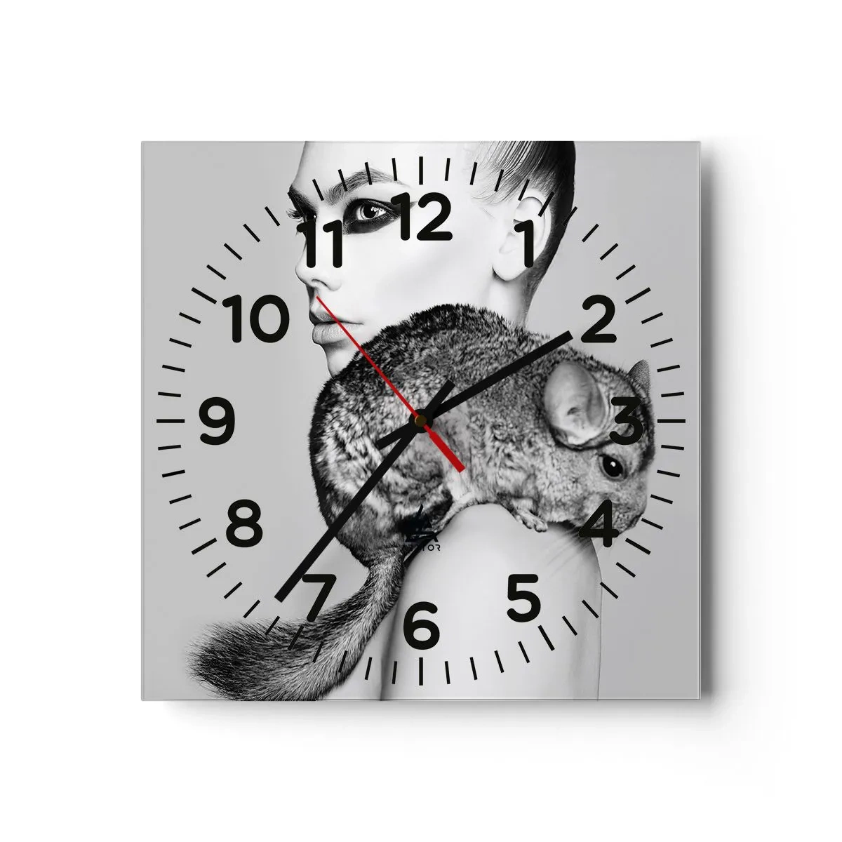 Horloge murale - Pendule murale - Dame au chinchilla - 40x40 cm