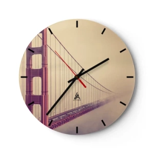 Horloge murale - Pendule murale - Le Golden Gate Bridge dans le brouillard en arrière-plan - 30x30cm - Entre ciel et terre - Décoration murale moderne pour le salon, la cuisine et la chambre ARTTOR