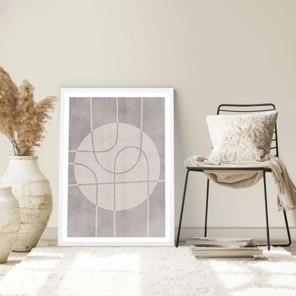 Affiche dans un cadre blanc - Poster - Circulaire et tout droit - 70x100 cm