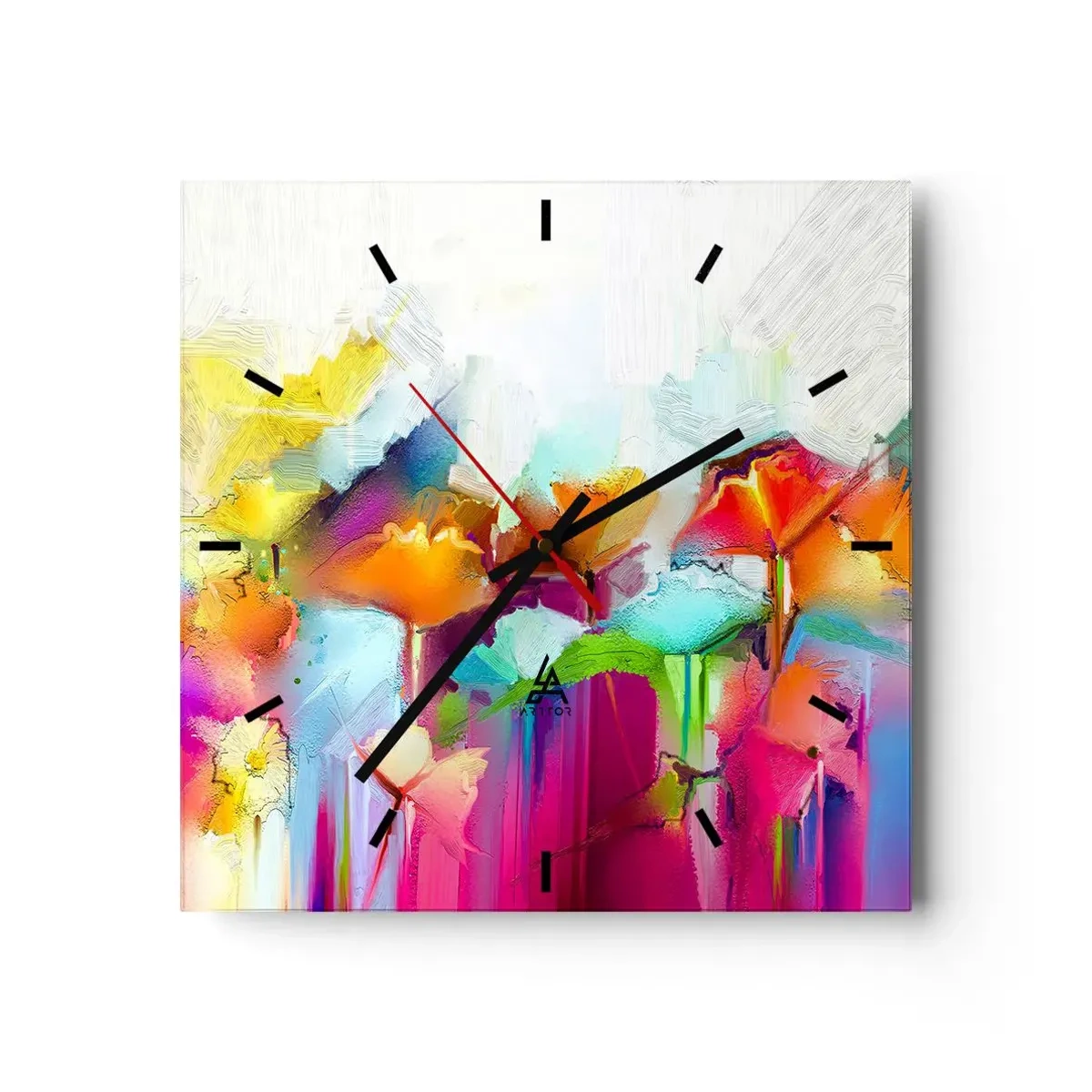 Horloge murale - Pendule murale - L'arc-en-ciel s'est épanoui - 40x40 cm