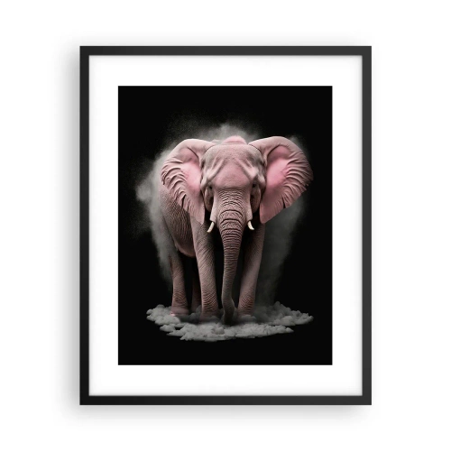 Affiche dans un cadre noir - Poster - Ne pensez pas à un éléphant rose ! - 40x50 cm