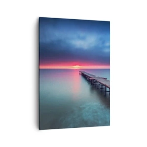 Impression sur toile - Image sur toile - Une jetée en bois menant directement à la mer au coucher du soleil - 50x70cm - Entre le ciel et la terre - Décoration murale moderne pour le salon et la chambre ARTTOR