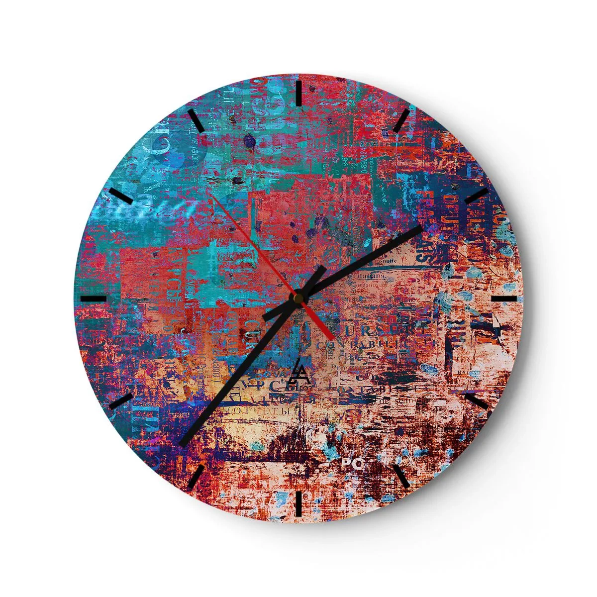 Horloge murale - Pendule murale - Une composition abstraite dans des tons intenses de rouge et de bleu. - 30x30cm - Mémoire et oubli - Décoration murale moderne pour le salon, la cuisine et la chambre ARTTOR