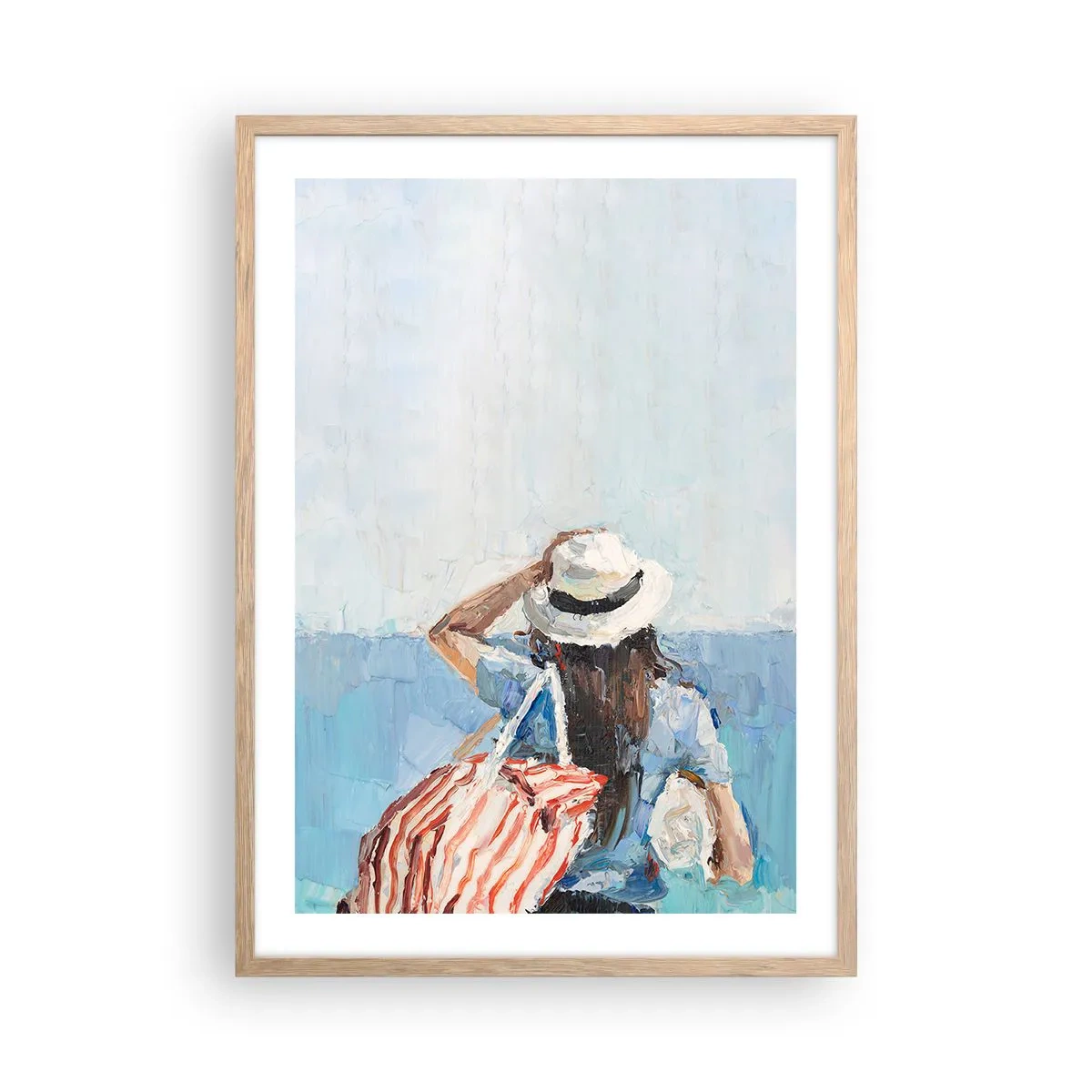 Affiche dans un chêne clair - Poster - Bienvenue à vos vacances - 50x70 cm
